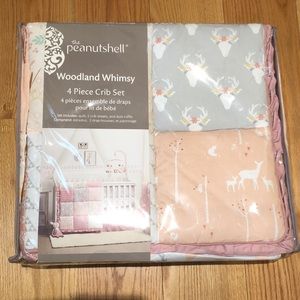 4 piece crib set girls , woodland whimsy
